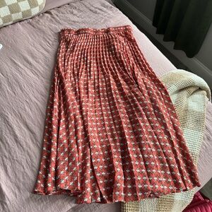 Max Studio Red and White Patterned A-Line Skirt